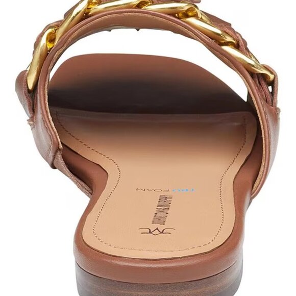 NEW JOHNSTON AND MURPHY Leather Lilly Chain Slide Sandals cognac for women - Picture 7 of 7